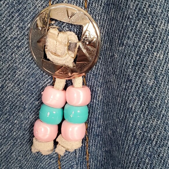 Geoffrey Hunter Size L Skirt Midi Flared Denim Beaded Cowgirl Western VTG 80s - Picture 11 of 13